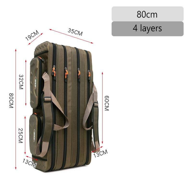 2/3/4 layer 80/90/100/120/125/130CM Fishing Bag Fishing Rod Reel Lure Pole Storage Bag Case Fishing Gear Tackle 4 Layer 80cm