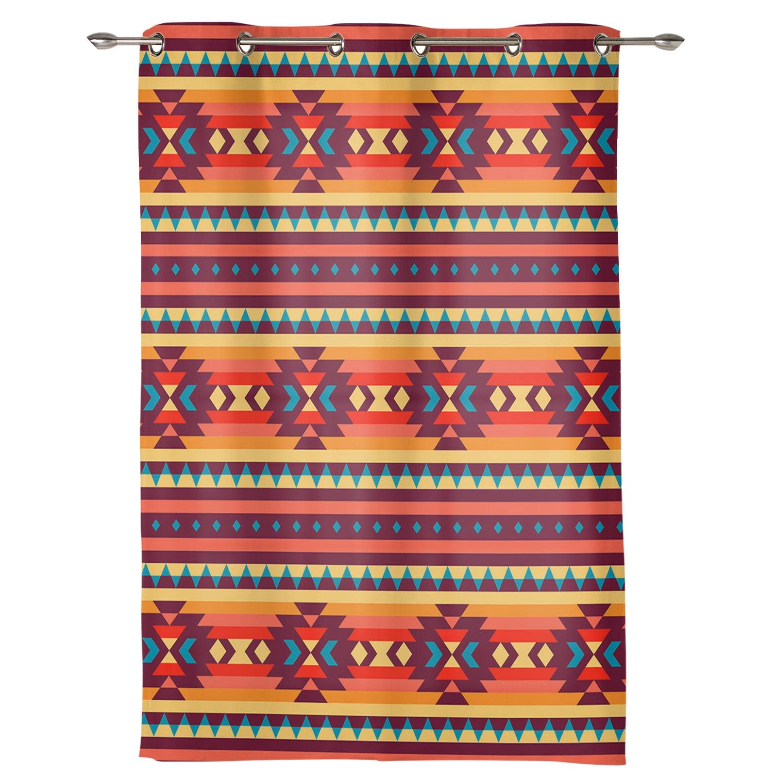 American Tribal Pattern Window Curtain Living Room Luxury Valance Curtain for Bedroom Home Kitchen Decor Curtain 135W x 60H(cm) x1