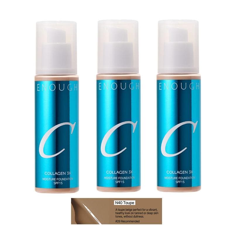ENOUGH COLLAGEN 3X Moisture Foundation SPF 100mL (30 Options) #N40 Taupe x 3PCS