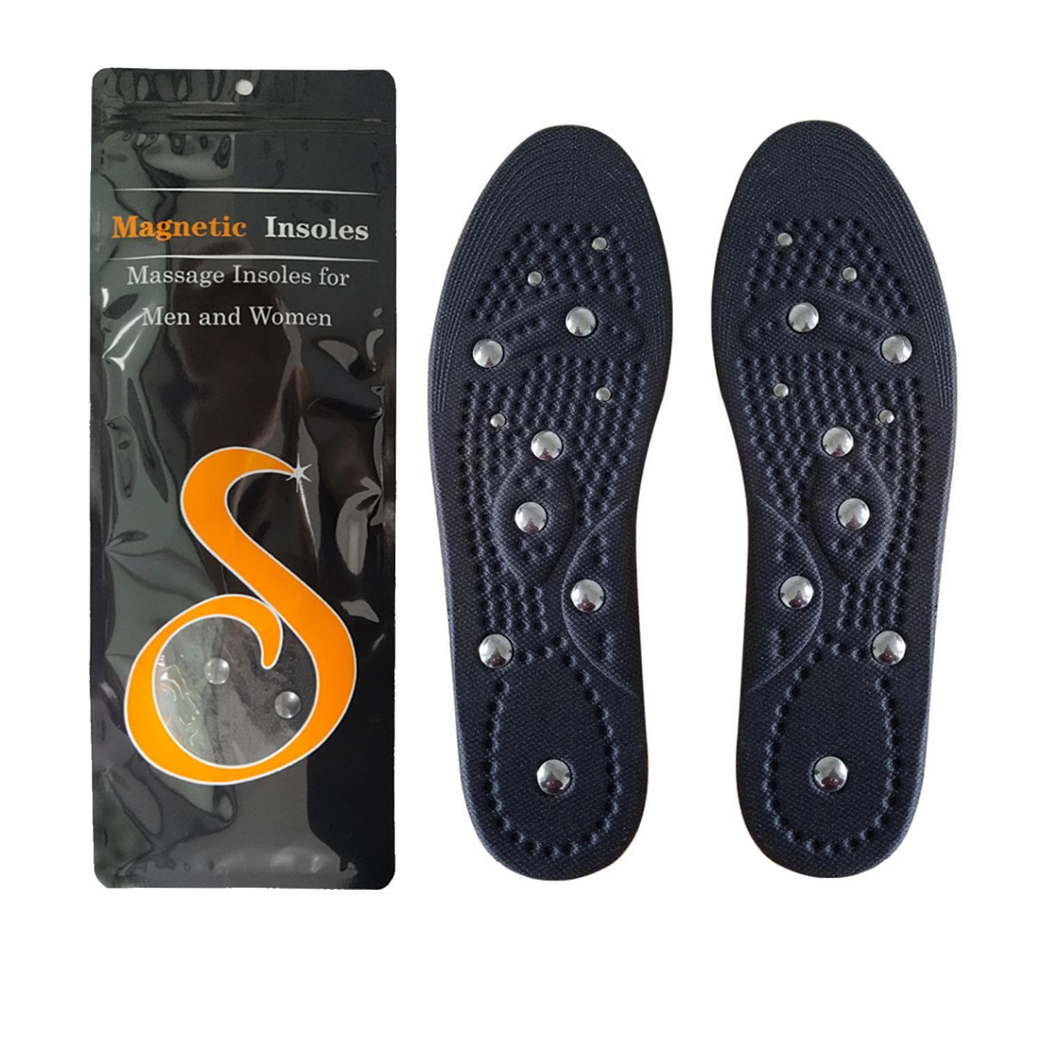 High-quality Magnetic Therapy Foot Acupressure Insole Men Women Soft Sports Cushion Inserts Sweat-absorbing Deodorant Insole S EU 35-40 black