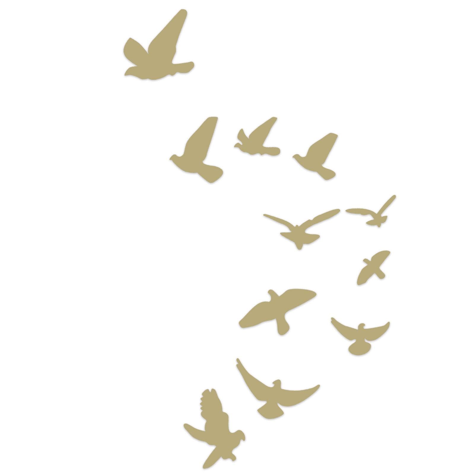 Bird Shape Mirror Wall Sticker DIY Wall Decals for Living Room Bedroom DecorationBlack gold