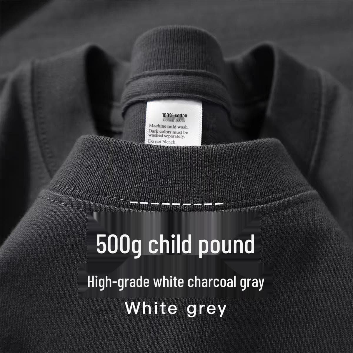 Unisex 500g Heavyweight Pure Cotton Gray-Green Short-Sleeve T-Shirt M 110-130 lbs
