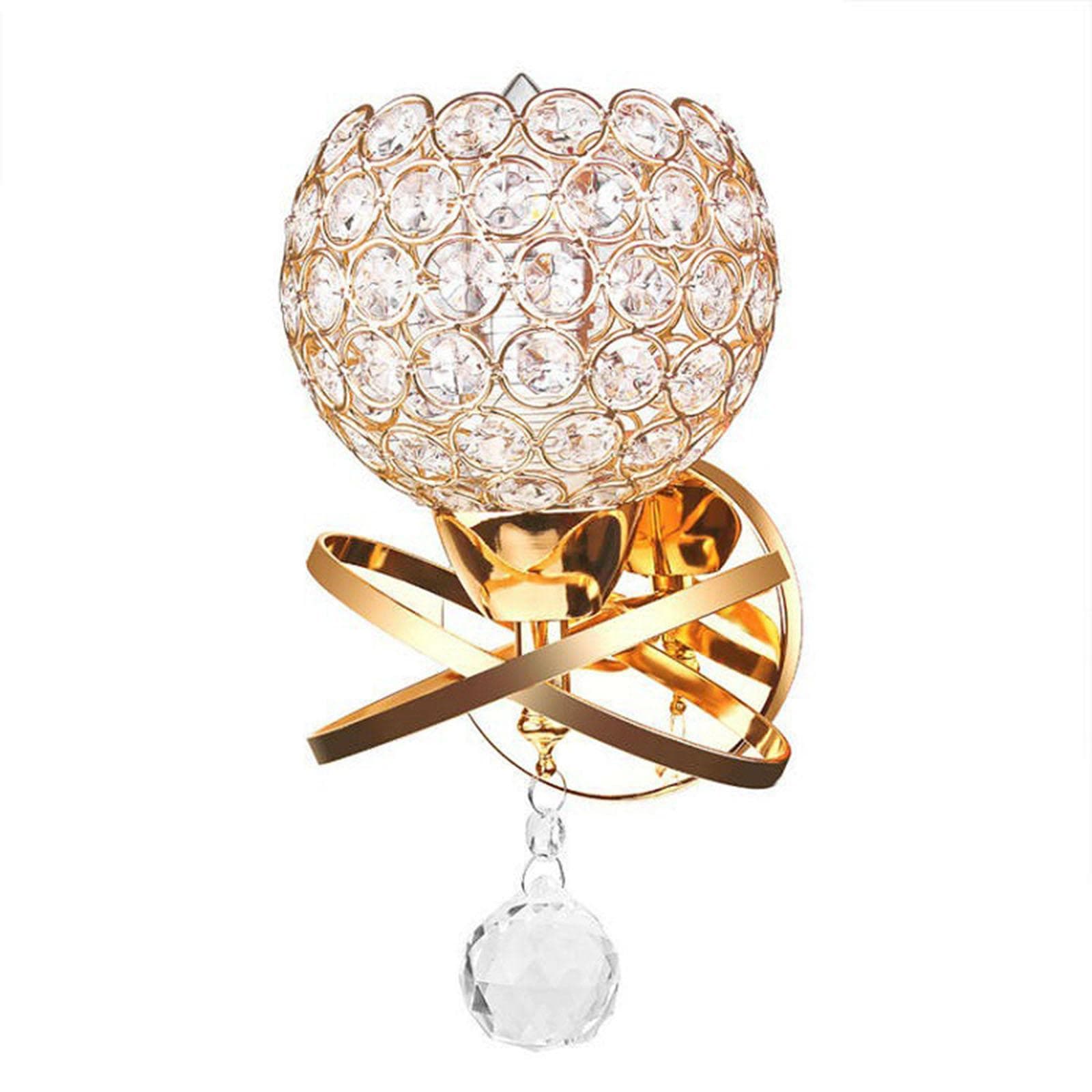 Crystal Wall Sconces Bedroom Wall Lamp Round Modern Bedside Wall Lights Dining Room Hallway Light E27 gold