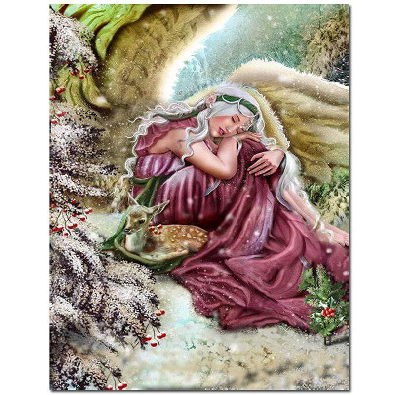Diamond Painting Cross Stitch Mosaic Snow Angel & deer 5D Diy Diamond Embroidery 20X30CM