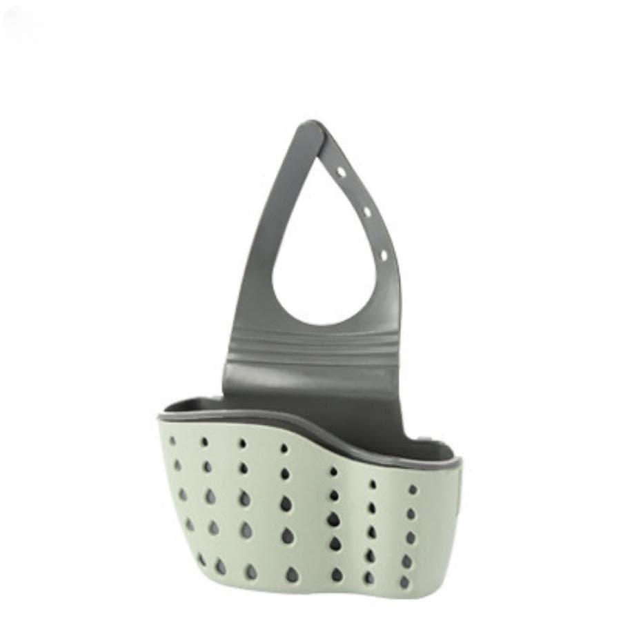 1pc Sink Faucet Drain Basket Hanging Bag Without Punching Adjustable Kitchen Dishwashing Sponge Storage Rack green