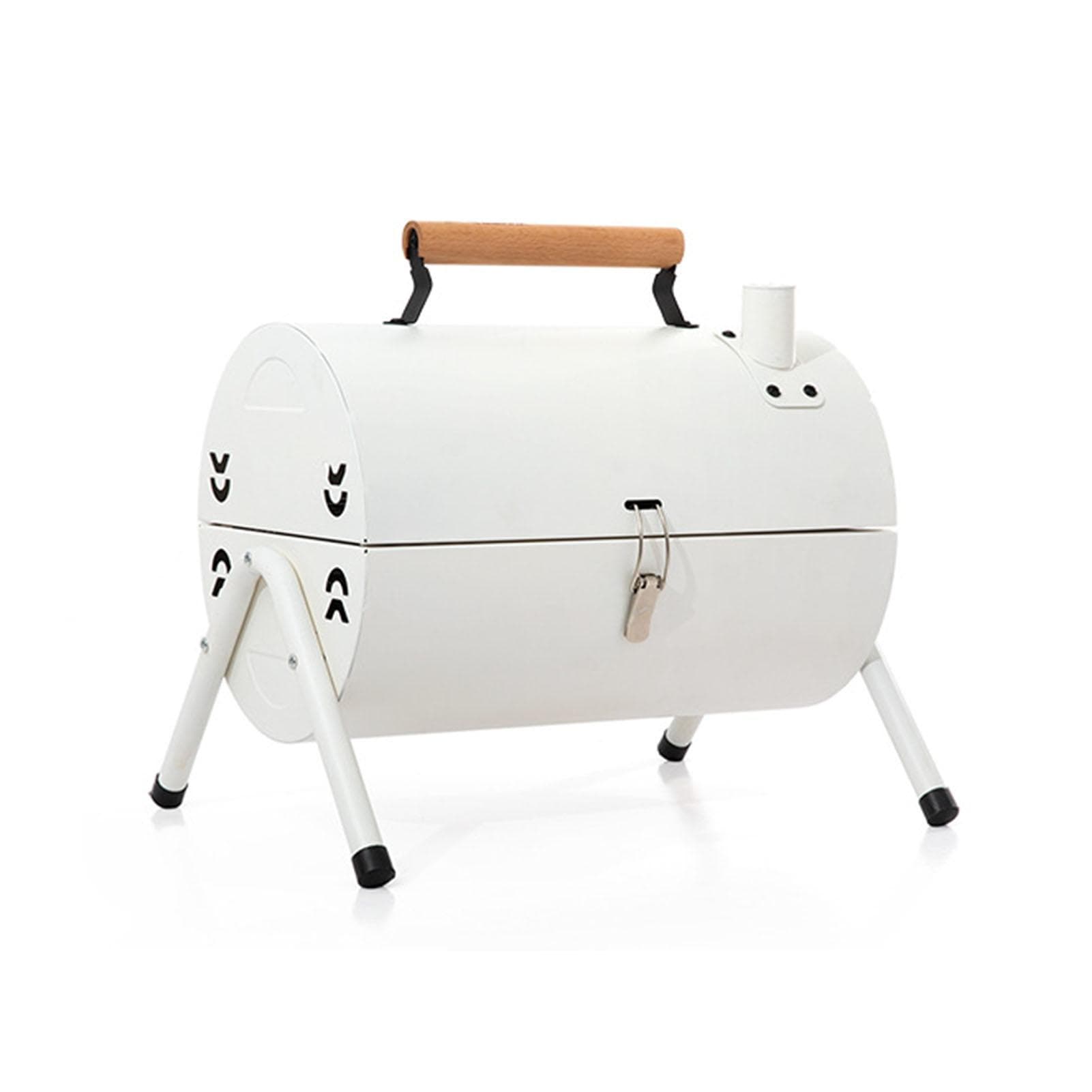 Charcoal Barbecue Grill Portable Smoke Free Double Sided Metal Charcoal BBQ Grill for Camping white