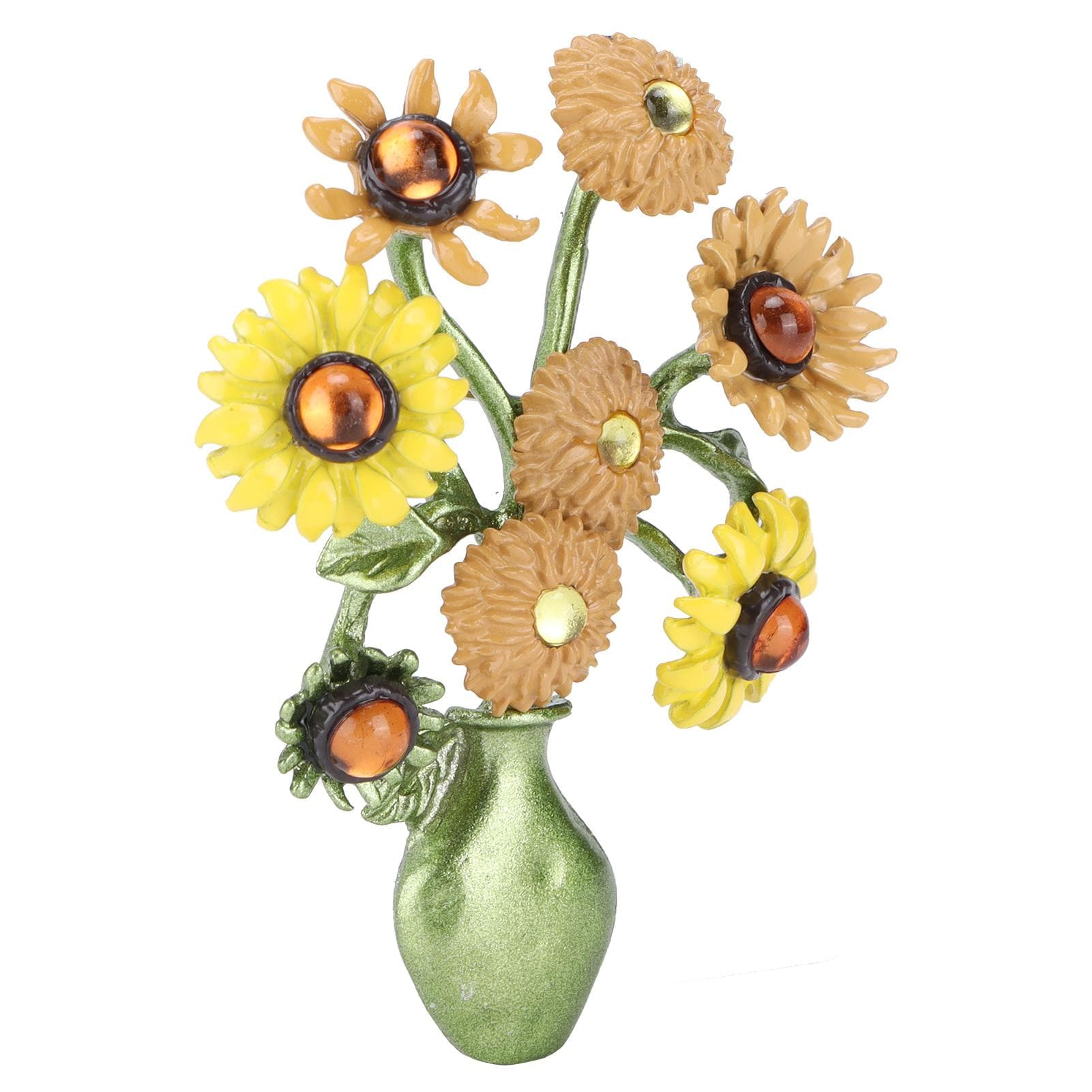 Sunflower Brooch Lapel Pin Plant Vase Flower Simple Brooches Accessory for Women