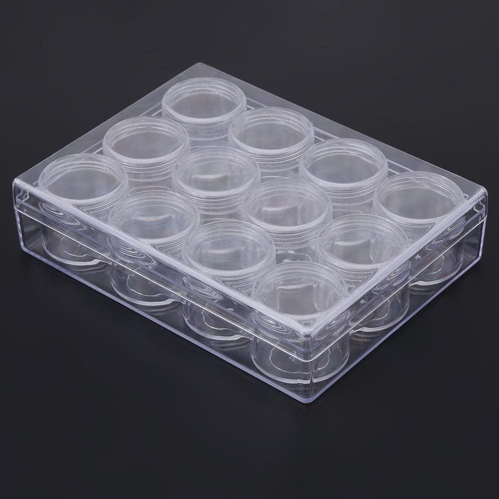 Rectangle Clear Plastic Jewelry Beads Storage Box W12 Round Bottle Container Tiny Jars (15g)