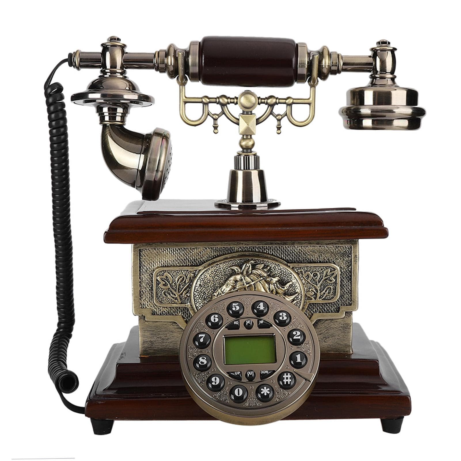 Vintage Antique Retro Caller ID Handset Desk Telephone Rotating Dial Landline for Home Office Hotel