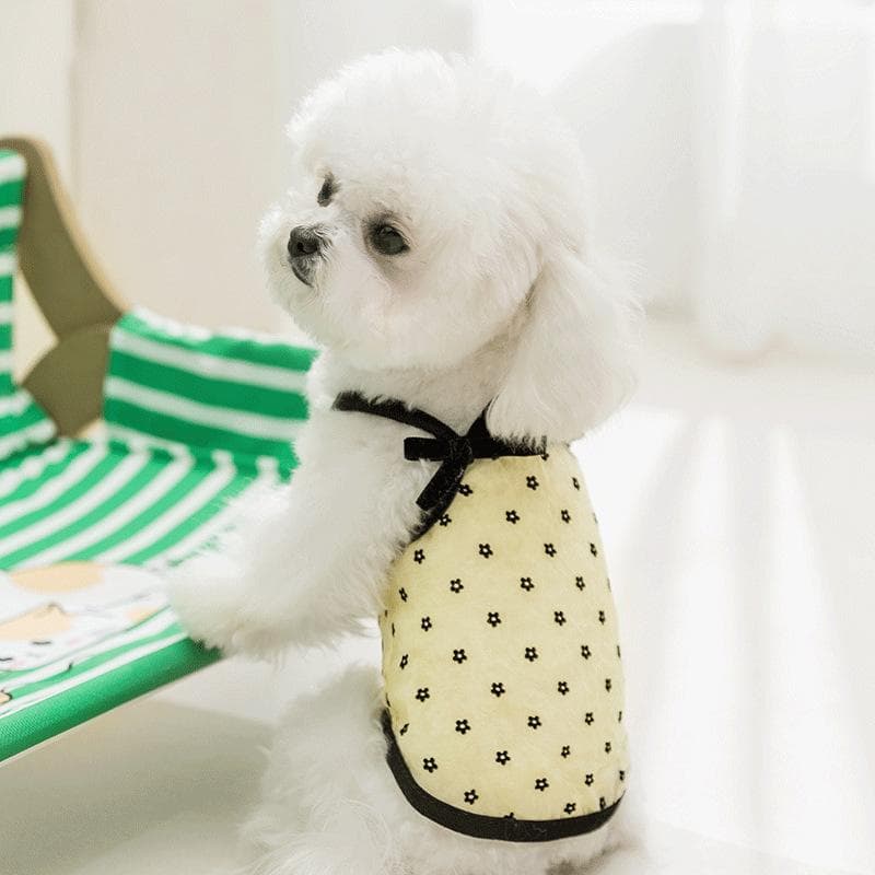 Summer Dog Breathable Thin Hollow Polka Dot Mesh Bow Sling Medium and Small Dog Cat Pet Dog Clothes XXL