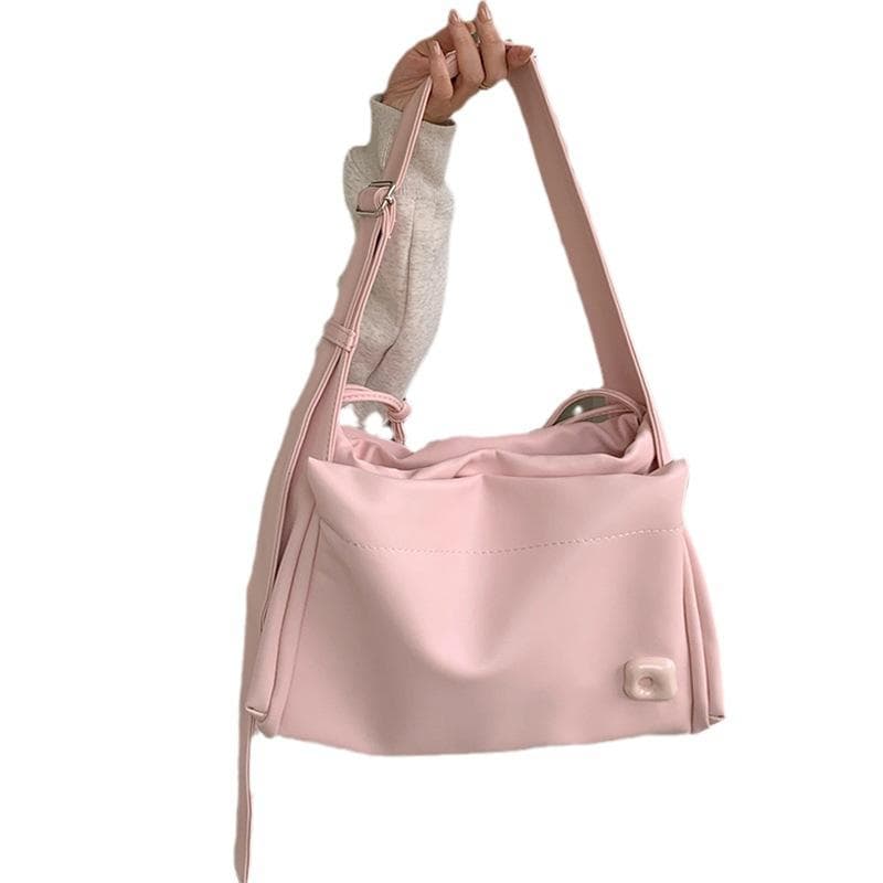 Pink Student Class Casual Commuter Tote Large Bag Premium Texture Single Shoulder Crossbody Bag for Women pink