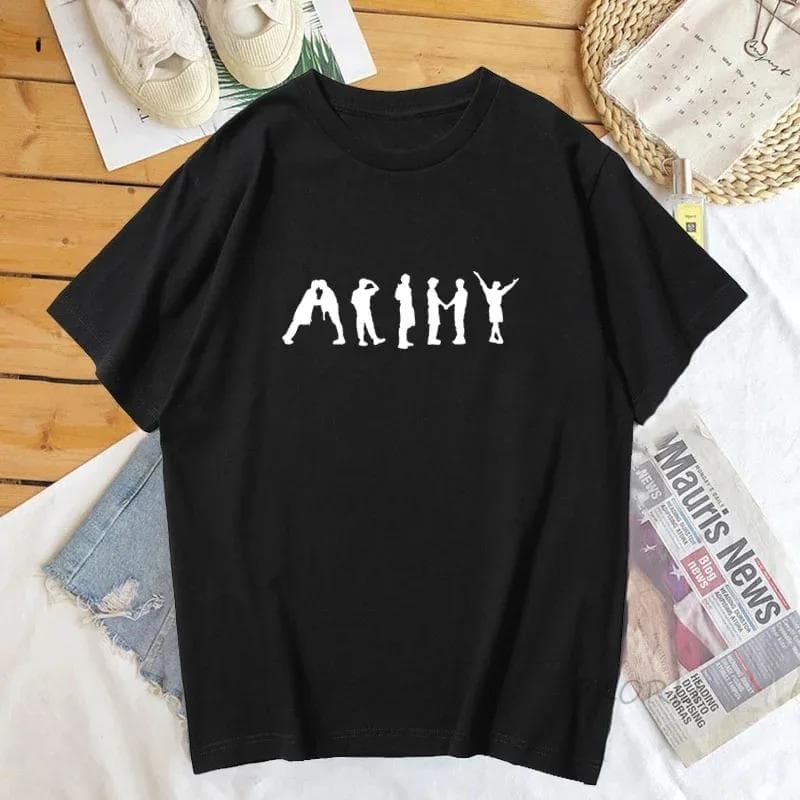 K Pop T Shirt Streetwear Women Army J-Hope T-Shirt Permission To Dance Men's Clothes Bangtan Kpop Merch Top Streetwear Tees XS black