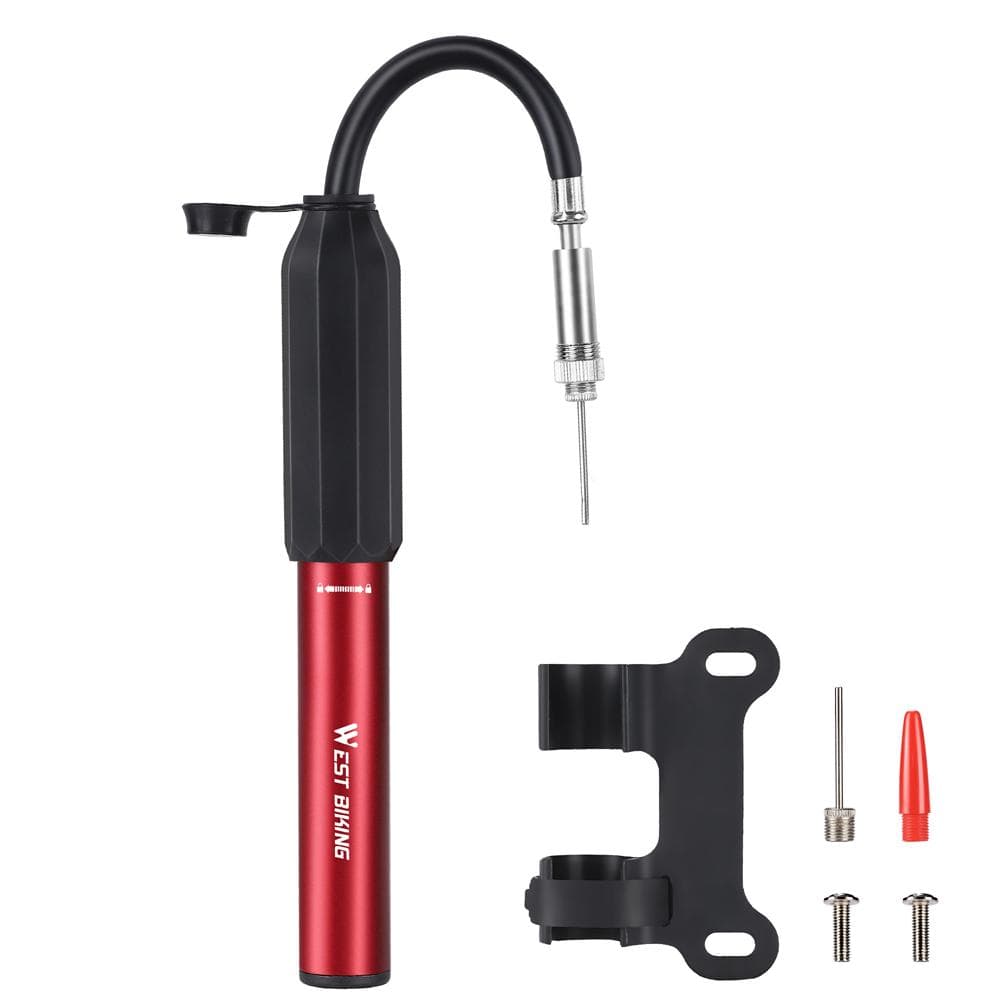 Aluminum Alloy 120PSI Bicycle Tire Pump Portable Bike Inflator Telescopic Bicycle Tire Inflator red