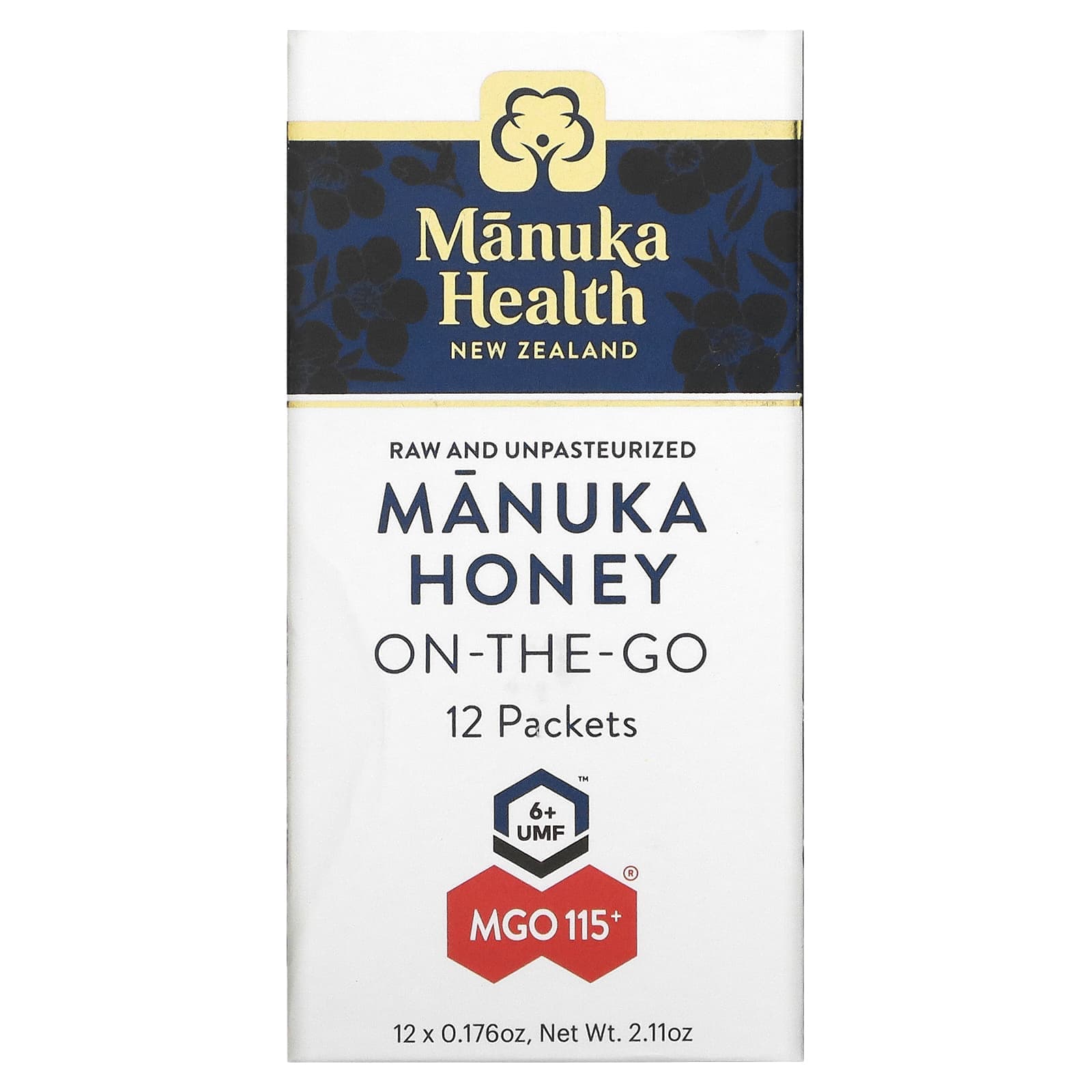 Manuka Health, Manuka Honey Portable, UMF 6+, MGO 115+, 12 packs, 5 g (0.176 oz) each.