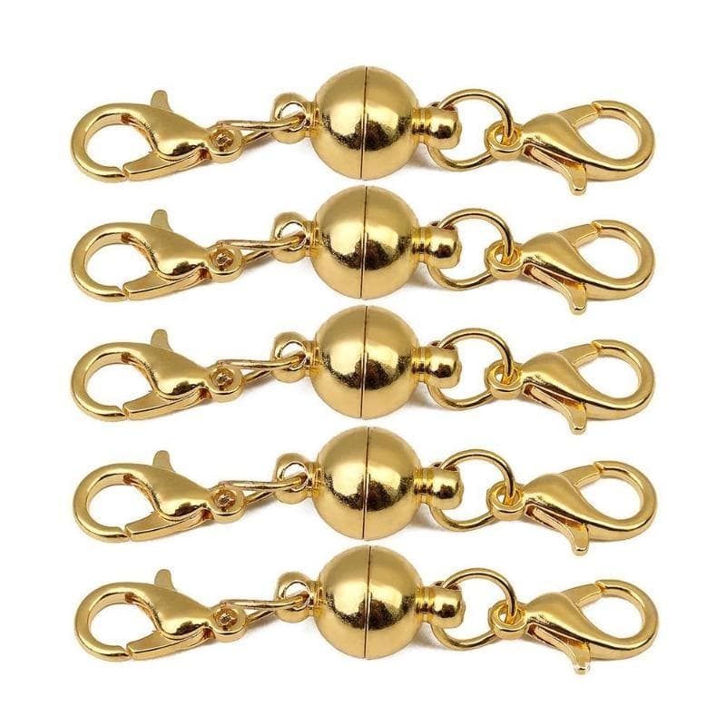 5 Pairs Ball Magnet Buckle DIY Jewelry Magnetic Clasp Connector with Lobster Clasp Magnetic Buckle Alloy Accessories gold