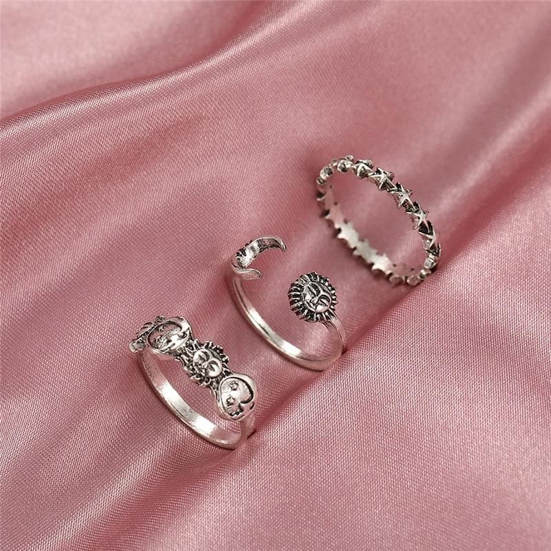 IF ME Punk Butterfly Flower Finger Ring 5PCS/Set for Women Gothic Silver Color Jewelry Flower Angel Wings Cupid Charms Rings ME53608