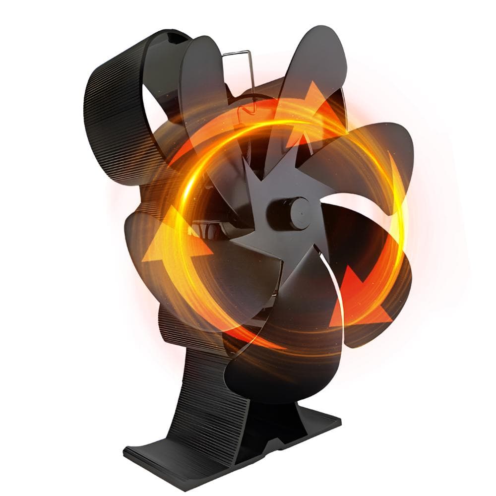Heat Powered Wood Stove Fan Cartoon Mouse Shaped Silent Operation Circulating Warm Air 6-Blade black