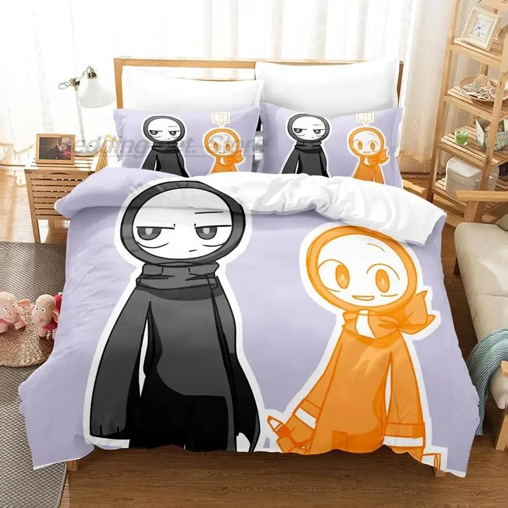 3D Print Anime Alan Becker Bedding Set,Duvet Cover Comforter Bed Set Quilt Cover Pillowcase,King Queen Twin Size Boys Girls 180x210cm 3pcs