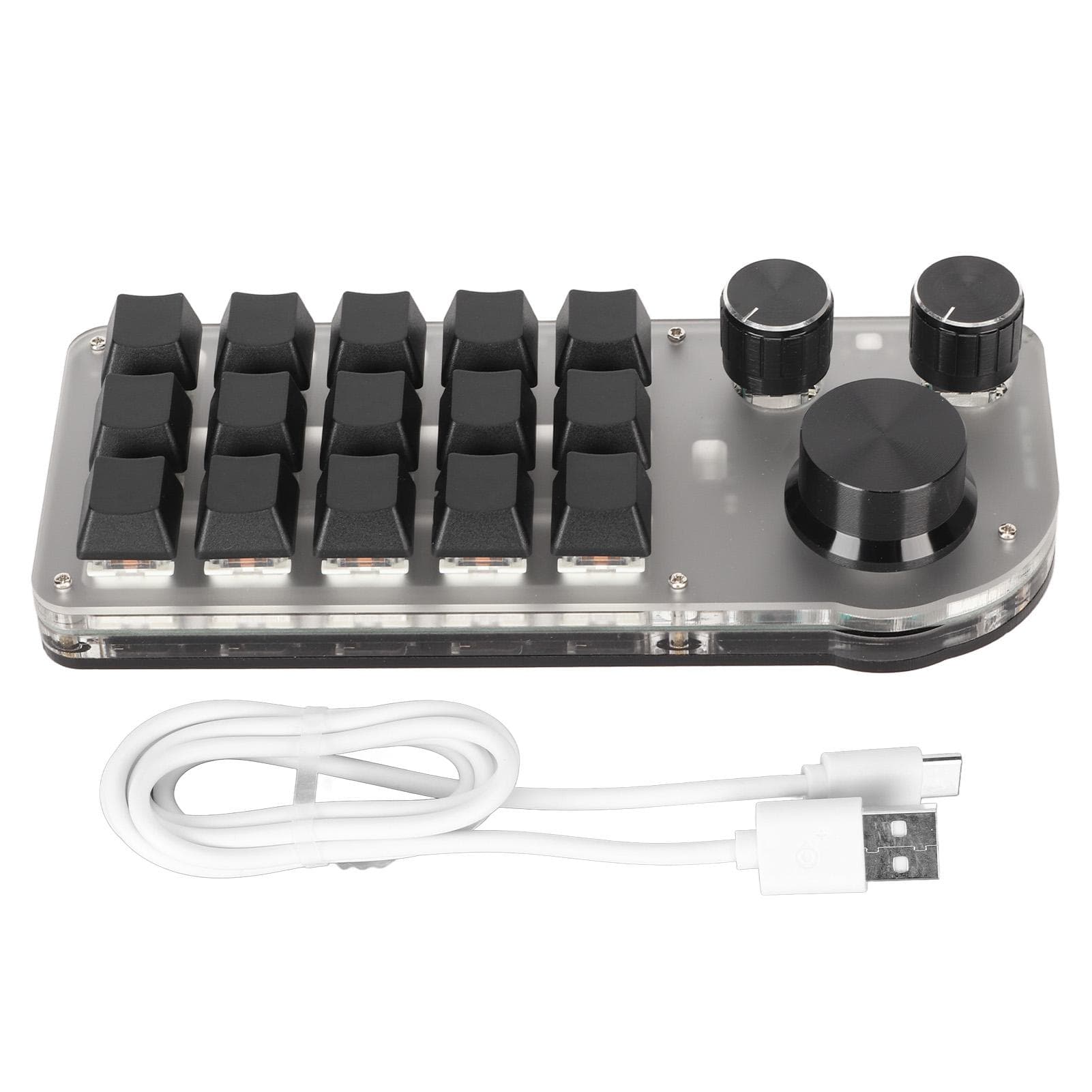 Programmable Keyboard 3 Knobs 15 Keys Portable RGB Bluetooth DIY Mechanical Gaming Keypad for