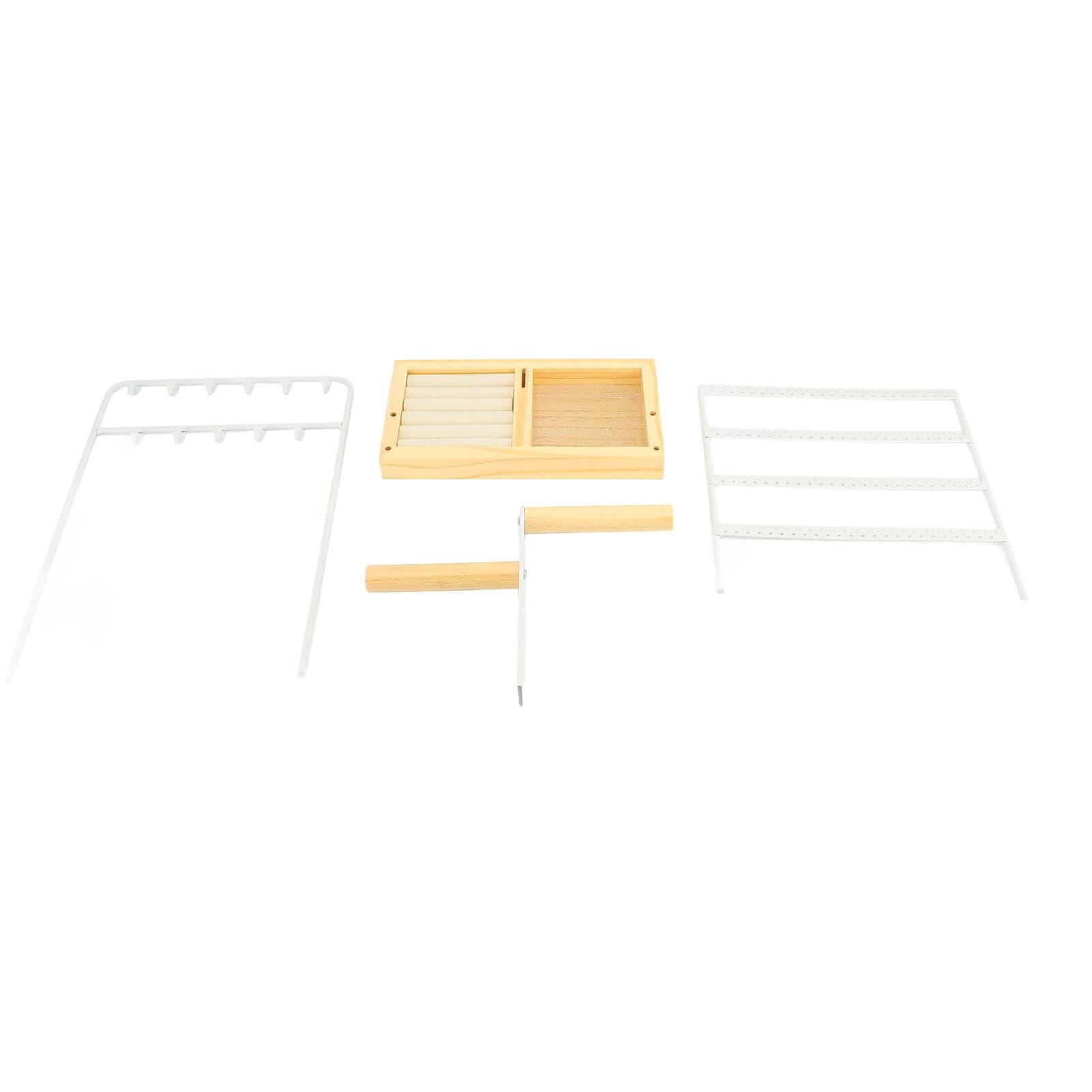 Jewelry Display Stand Large Capacity 4 Layer Earring Clip 11 Hook Necklace Storage Box Jewelry white