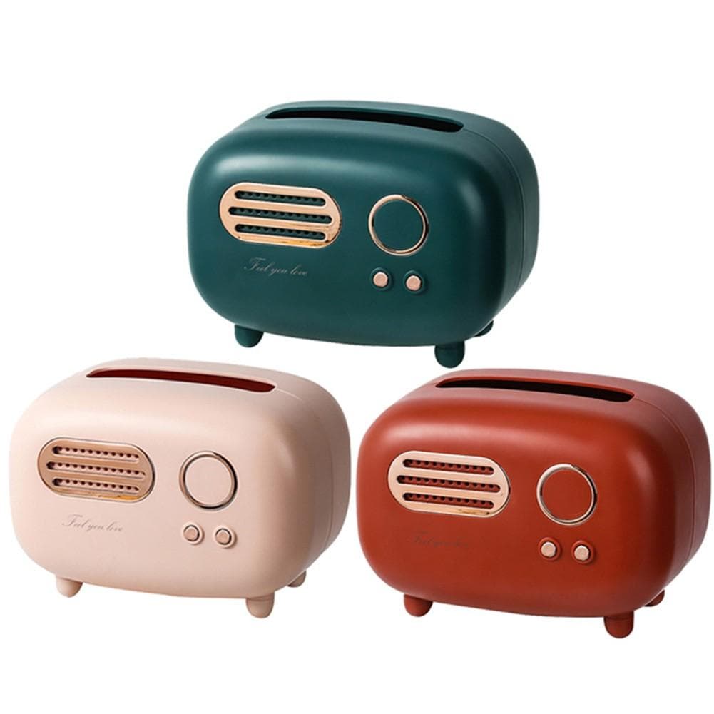 Retro Radio Model Tissue Box Desktop Paper Holder Vintage Dispenser Storage Napkin Case Organizer Wet Wipes Decoration Box green
