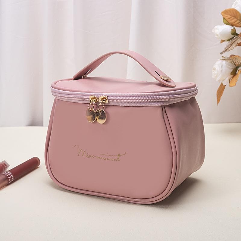Cute PU Makeup Bag For Women Toiletries Organizer Waterproof Travel Make Up Pouch Female Large Capacity Portable Cosmetic Case pink