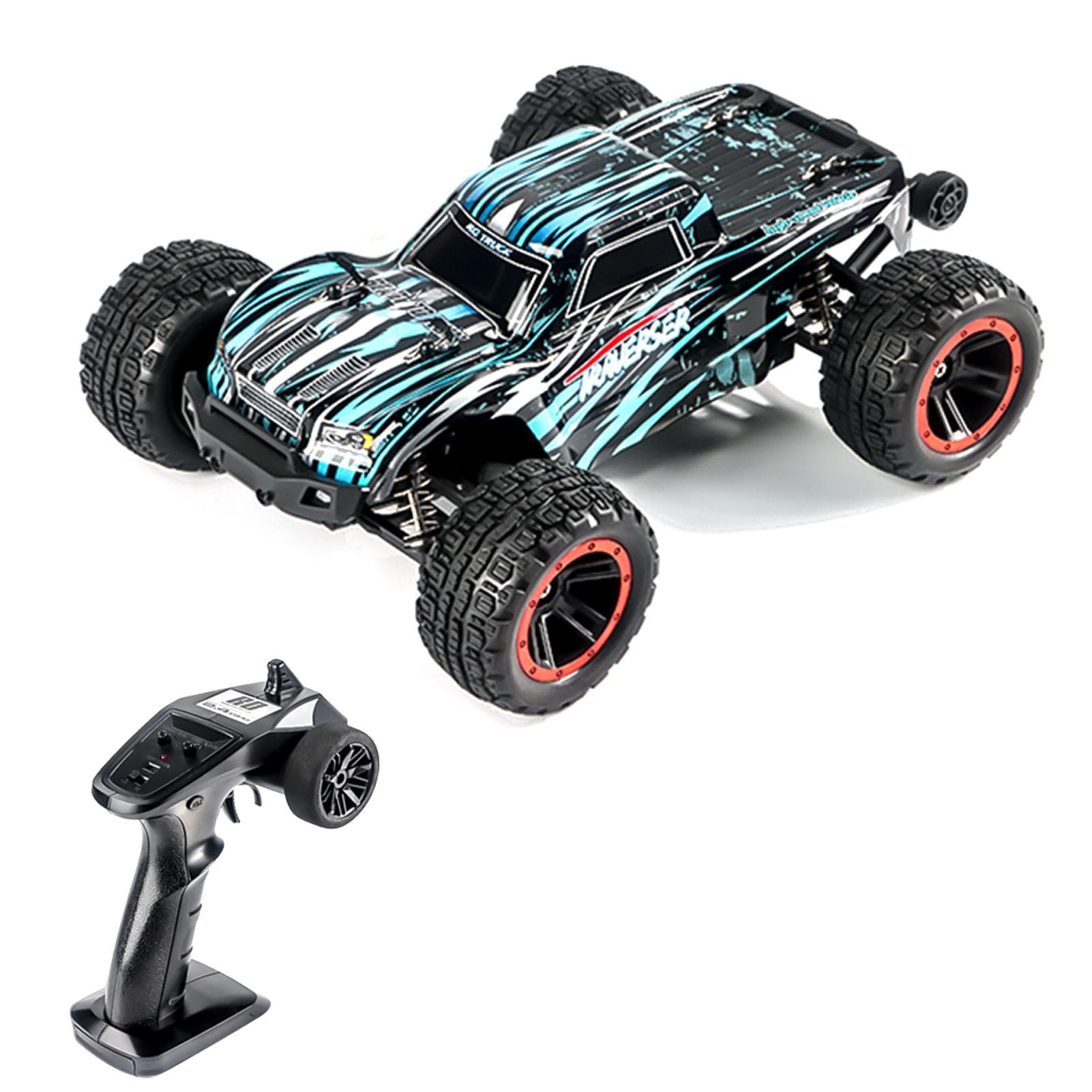 Remote Control Car, 1:14 4WD 2.4GHz Remote Control Truck 40km/h High-Speed Off-Road Vehicle Toy 1 Battery blue