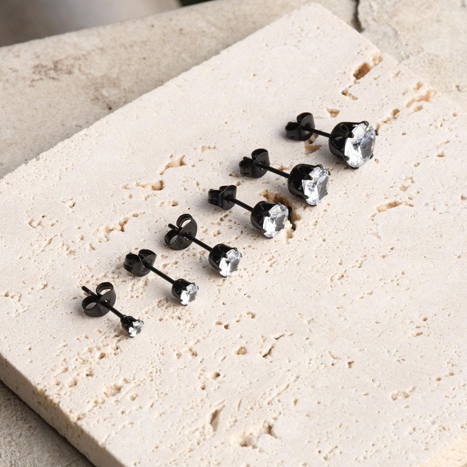 Trendy Zircon Stud Earrings: Minimalist Stainless Steel with Plating, Various Sizes 5mm