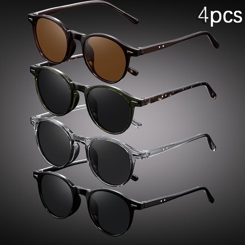 4-pack Round Small Frame Glasses Simple Business Fashionable for Men Women Birthday Gifts Photography Props