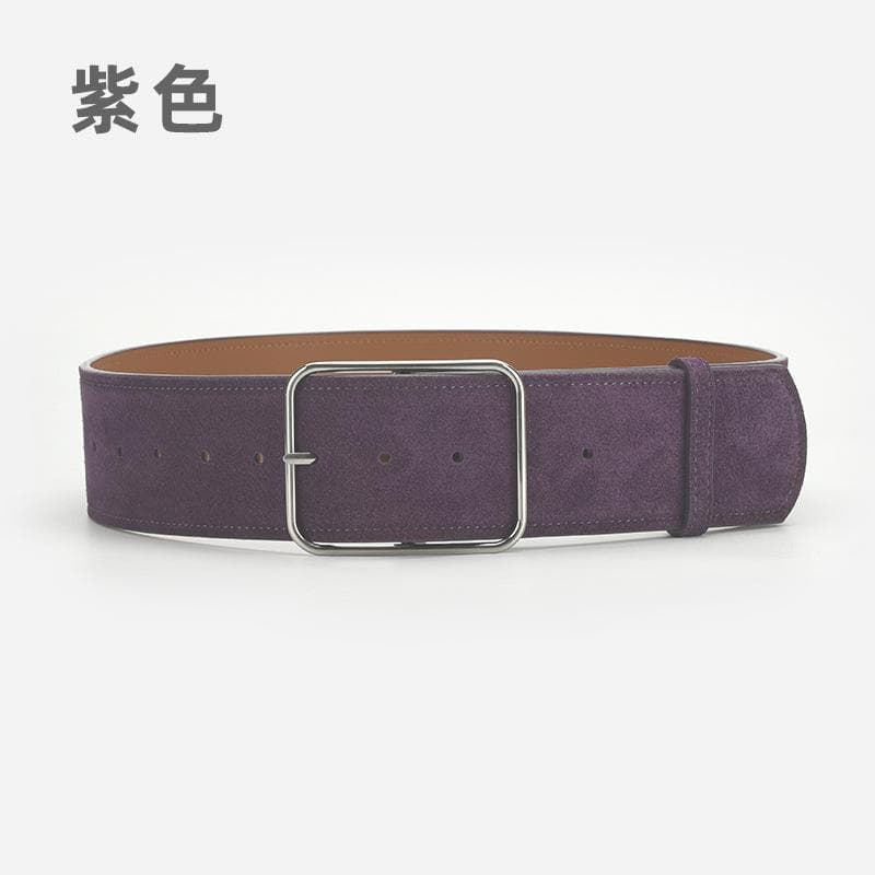 Four Seasons Available New Retro Waist Cover Women'S Needle Buckle Matte Suede Leather Belt With Leather Decoration And Coat Dress Belt 105cm