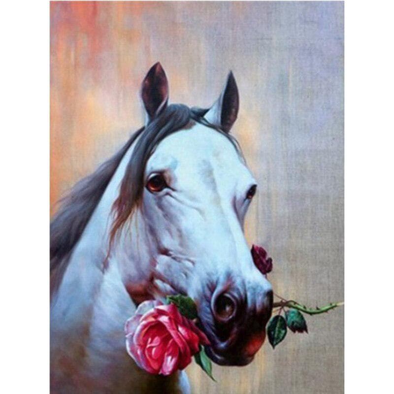DIY 5D Diamond Painting Horse Flower Diamond Embroidery Rhinestone Cross Stitch 20X30CM