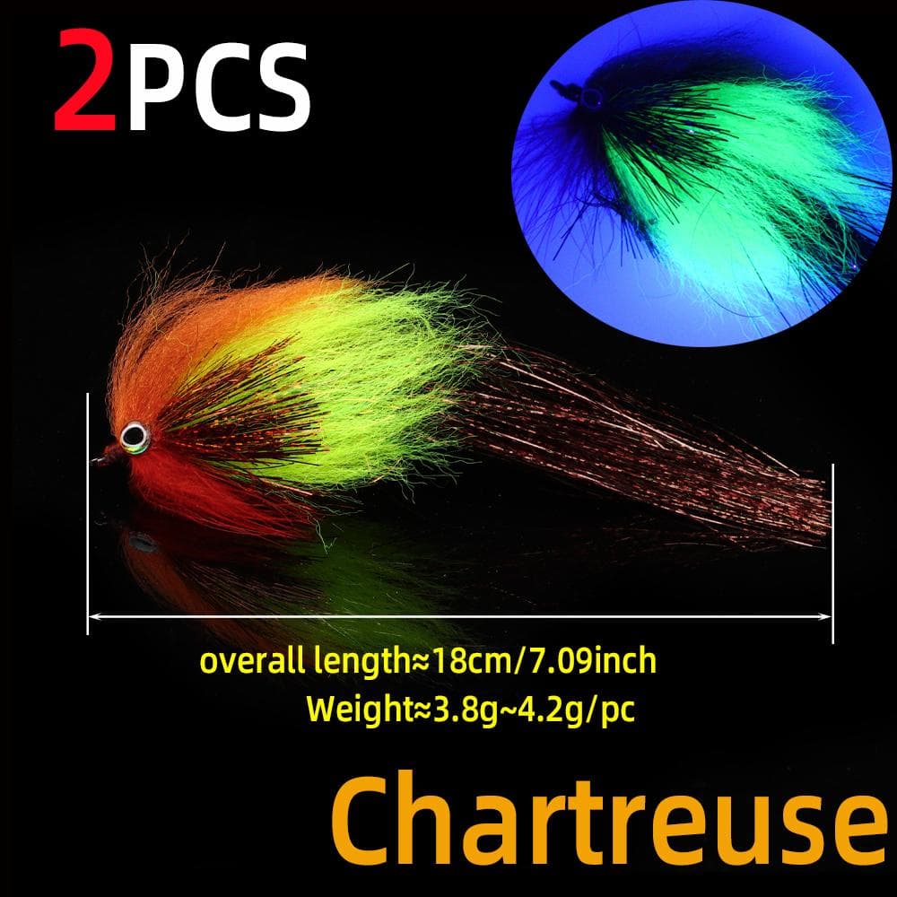 #4/0 Big Game Streamer Fly Saltwater & Freshwater Predator Lure 3D Fish Eyes For Trout Pike Musky Bass Sea Fishing Lures chartreuse