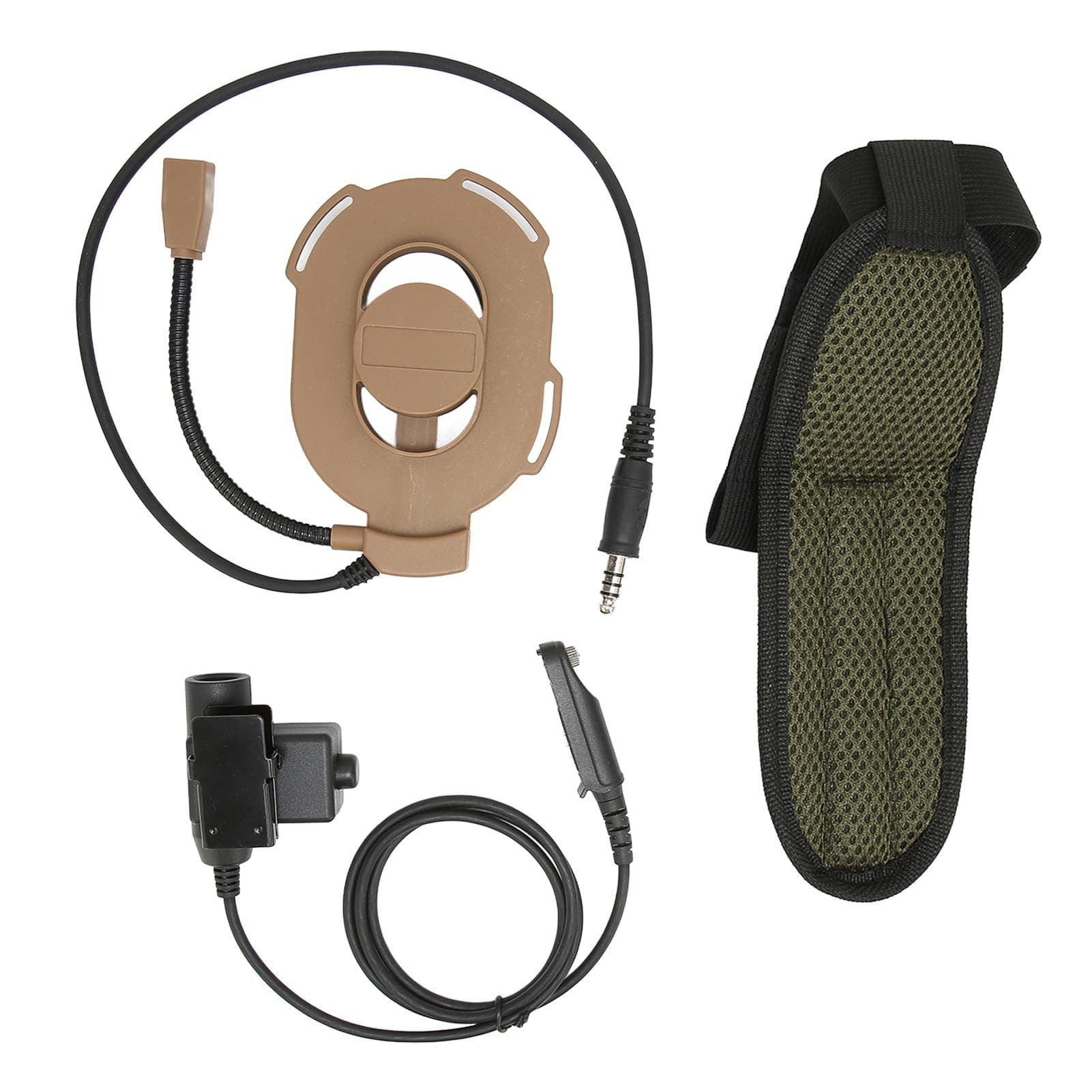 Helmet Unilateral Headset Adjustable Military Headphone with U94 PTT for Baofeng UV9R UV9R PLUS brown