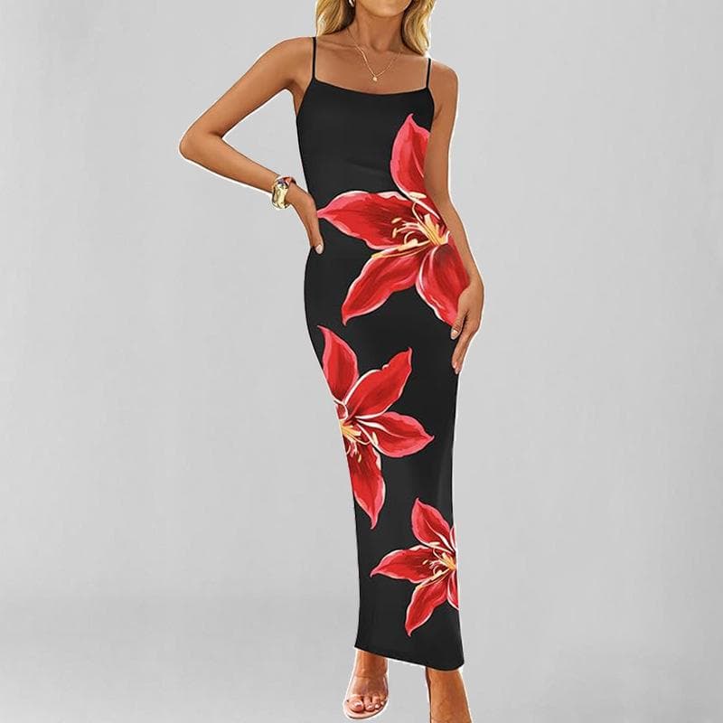 New Spring Style Stylish and Elegant Printed Temperament Sleeveless Suspender Dress M