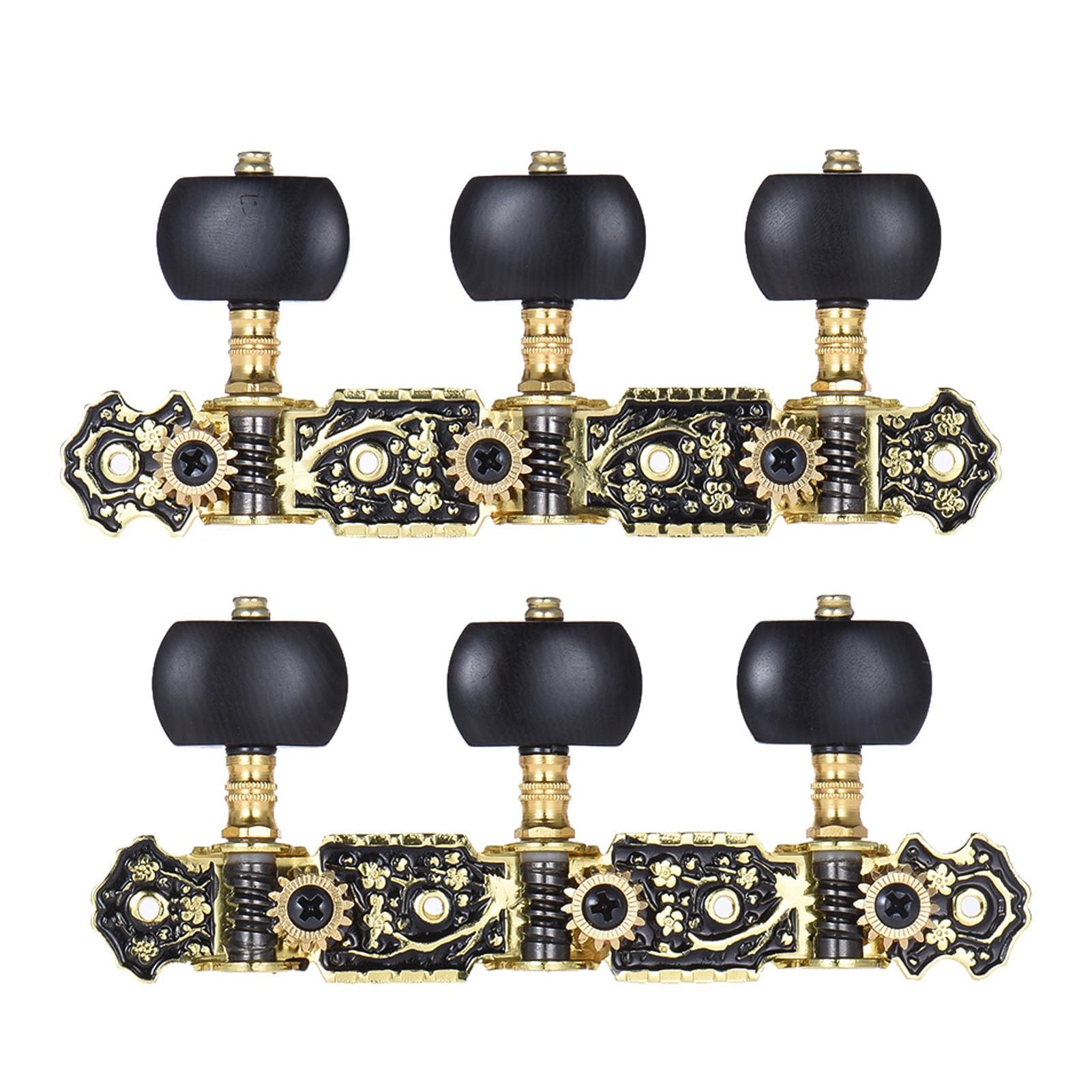 Alice 2 Pcs (L&R) Classical Guitar Tuning Peg Gold and Black Plated Acoustic Guitar Machine Heads 1 Gold and Black Plated