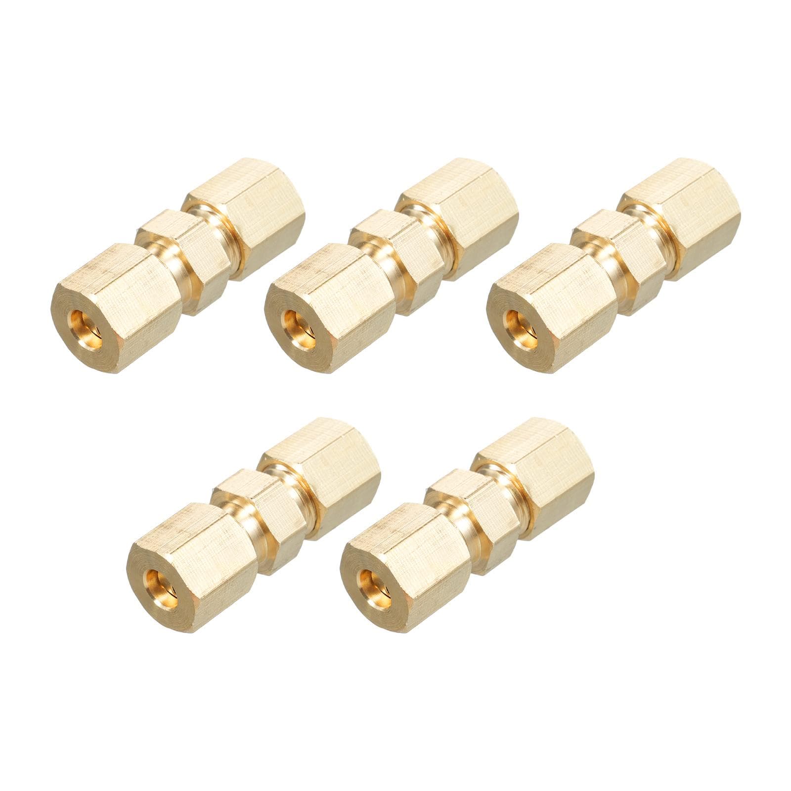 316inch Compression Fitting Copper Compression Tube Fitting Brake Line Adapter Fittings no Leakage 5pack gold
