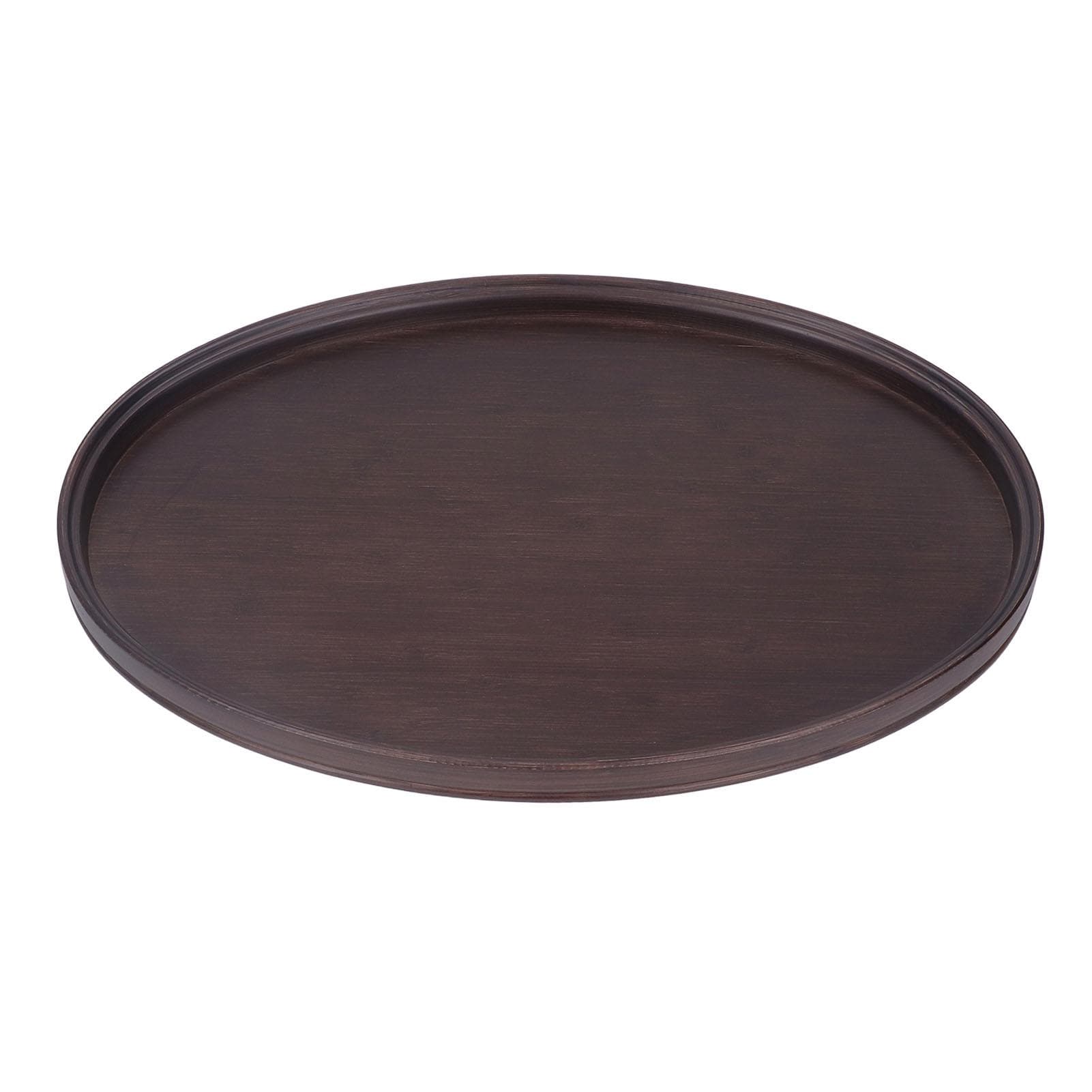 Bamboo Round Tray Multipurpose Decorative Tea Serving Tray for Serving Beverages and Food Walnut