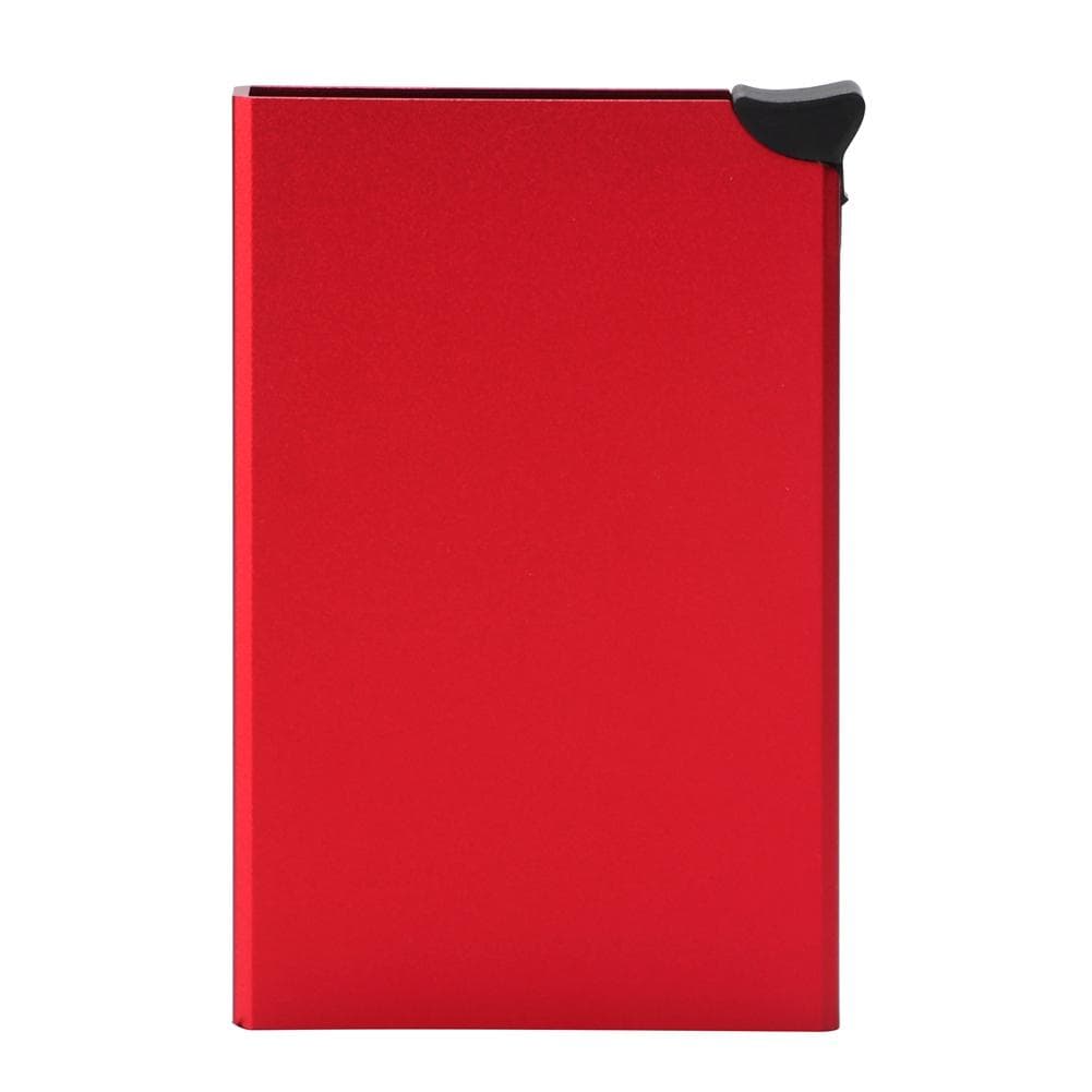 Aluminum Alloy RFID Anti Theft Card Holder Automatic Pop Up Bank Card Box Business Card Case(Red ) red