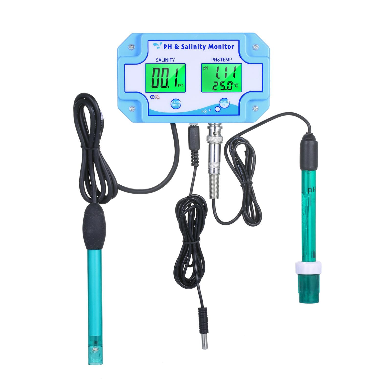 3-in-1 PH/Salinity/TEMP Water Quality Monitor Multi-functional pH & Salinity Monitor Temperature EU Plug