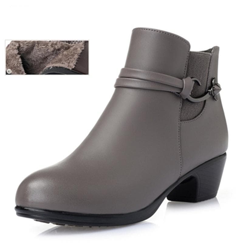 Genuine Leather Women's Marton Boots Wool Warm Ankle Boots Large Gray Party Boots Women 38 grey