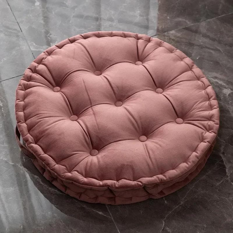 60x60cm Nordic Plain Velvet Tatami Round Cushion Pillow Thickened Winter Sofa Back Cushion Floor Meditation Cushion Futon Round 60x60CM