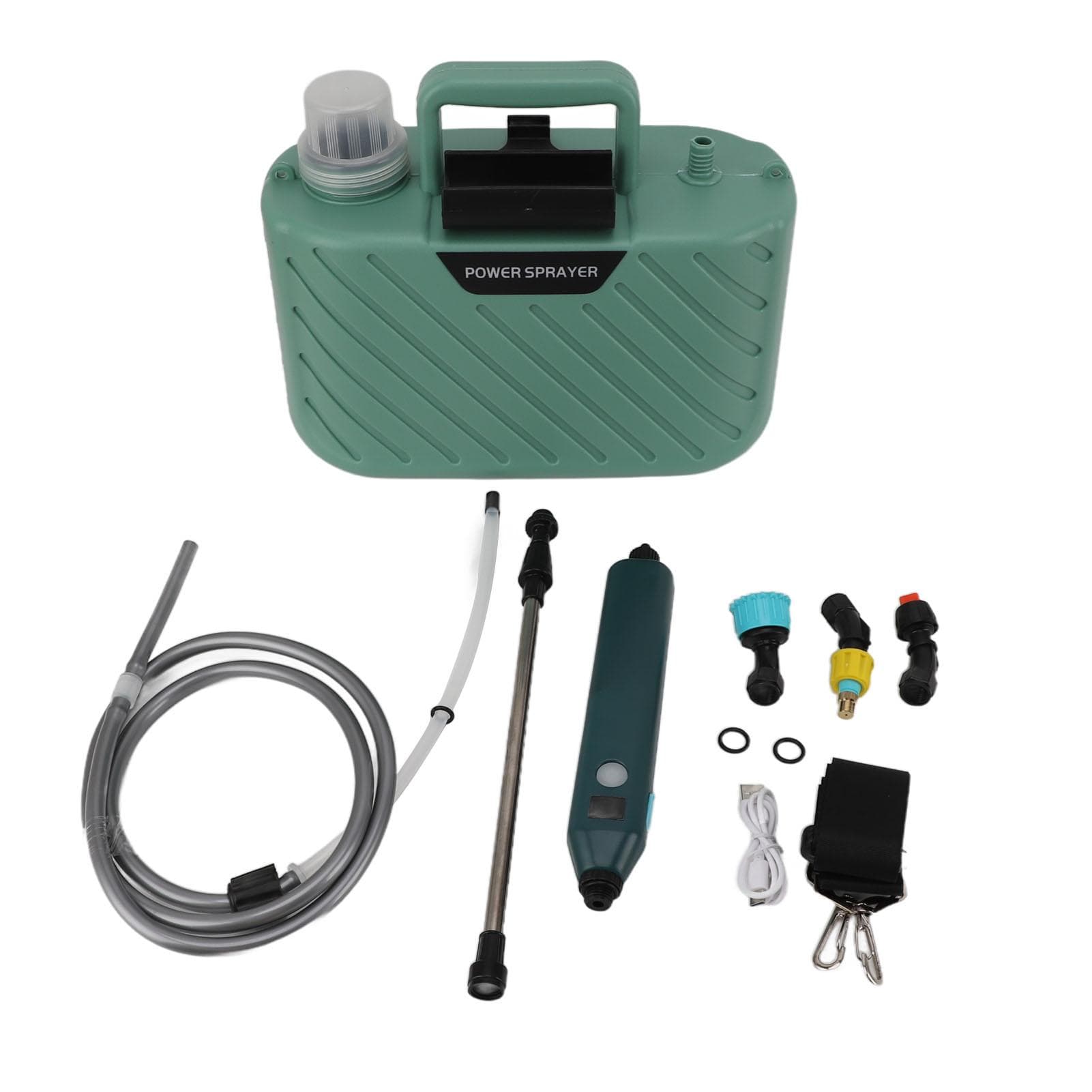 Electric Plant Sprayer Battery Powered 5L with 3 Nozzles Retractable Wand Adjustable Shoudler Strap green