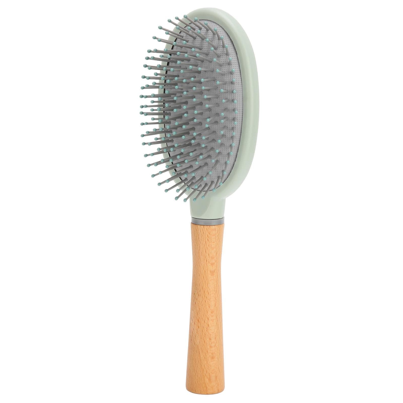 Detangling Hair Brush Portable Wooden Handle Scalp Massage Paddle Brush Styling Tool for Wet Dry