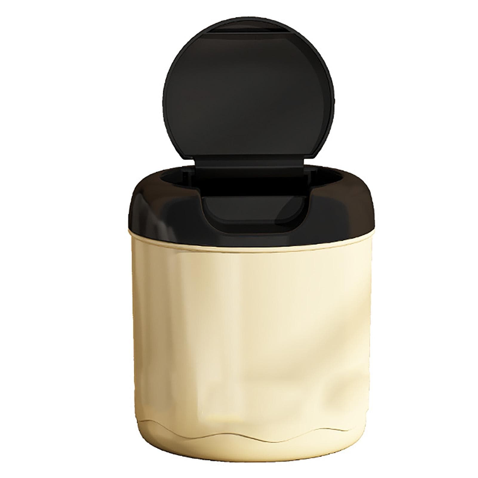 Desktop Trash Can Cream Color Flip Lid Multifunctional Moderate Capacity Practical Plastic Mini