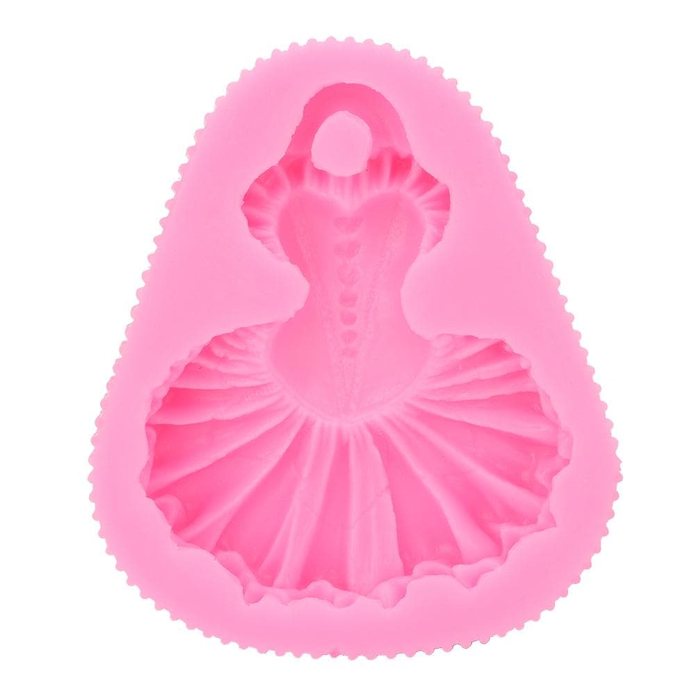 Household Kitchen Pink Dancing Skirt Silicone Mould Baking Cake Cookie Mold DIY ToolPink pink