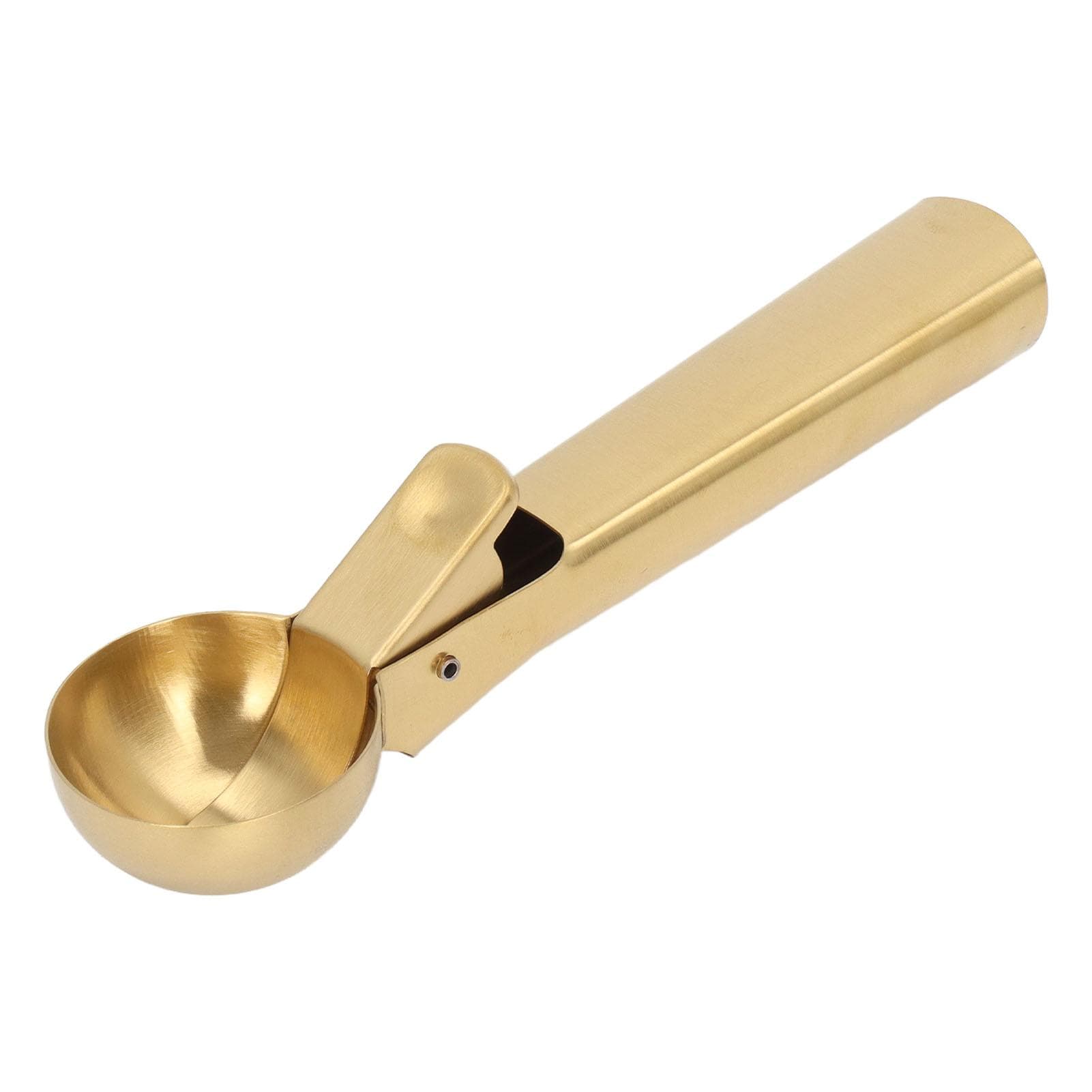 Ice Cream Scoop Dishwasher Safe Stick Proof Stainless Steel Ice Cream Ball Spoon with Trigger for L gold