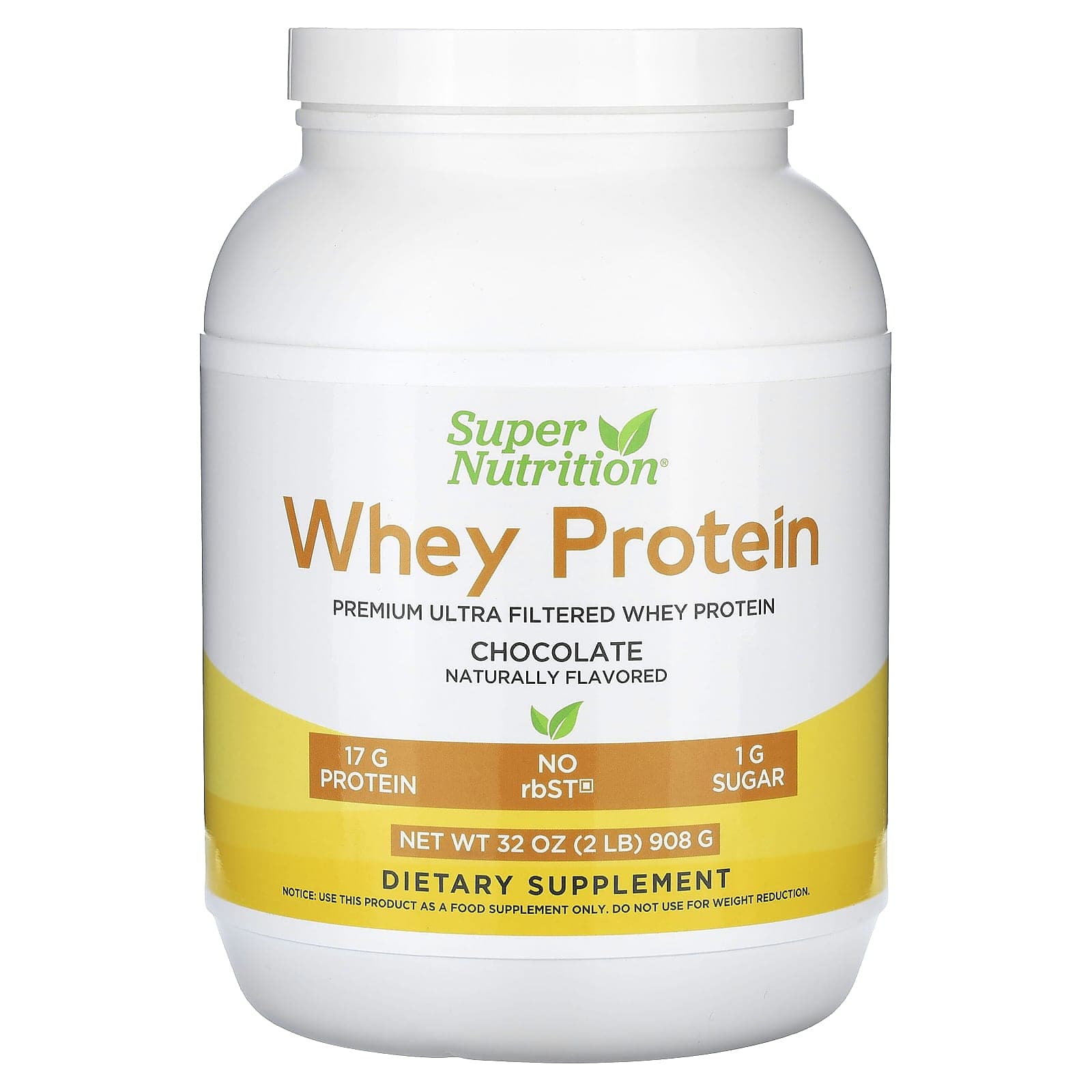 Super Nutrition, Ultrafiltered Whey Protein Powder, Non-GMO, Non-GMO, Chocolate Flavor, 2 lb (908 g)
