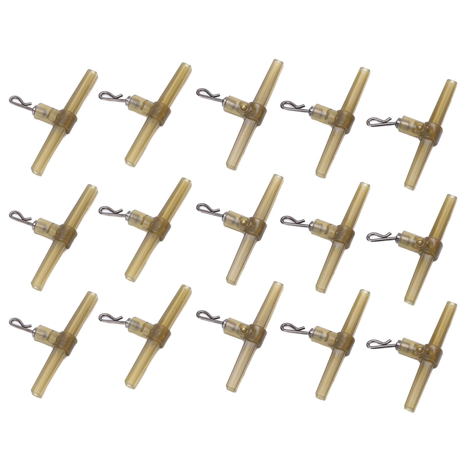 15pcs Fishing Crimp Swivel T Shaped RRing Reusable Portable Green Crossline Tackle Connector