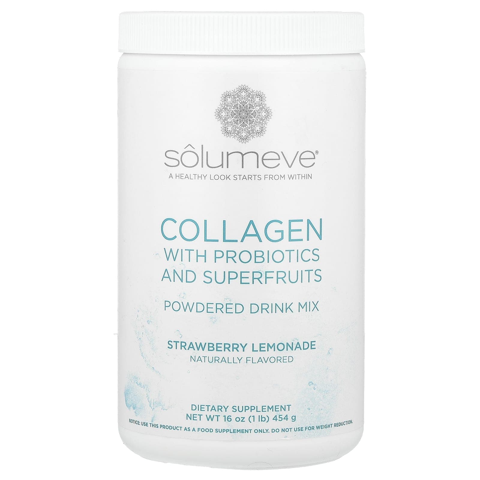 Solumeve, with Collagen, Probiotics and Super Fruits, Powdered Drink Mix, Strawberry Lemonade, 16 oz (454 g)