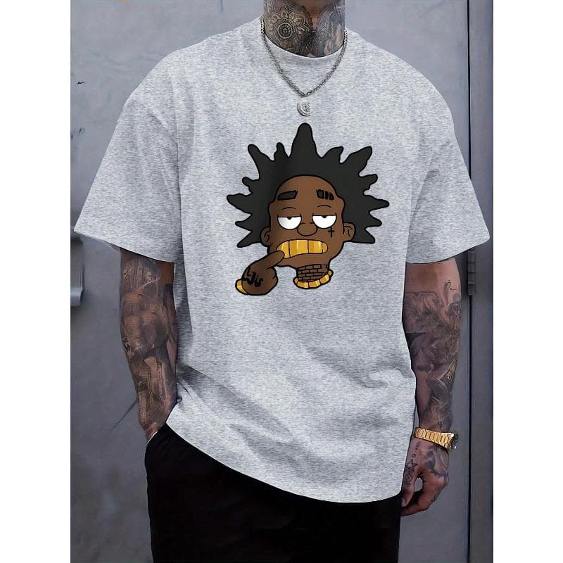 Short Sleeve T-Shirt Summer New Men's Fashion Casual Commuter Versatile Crew Neck Short Sleeve T-Shirt 5XL light grey